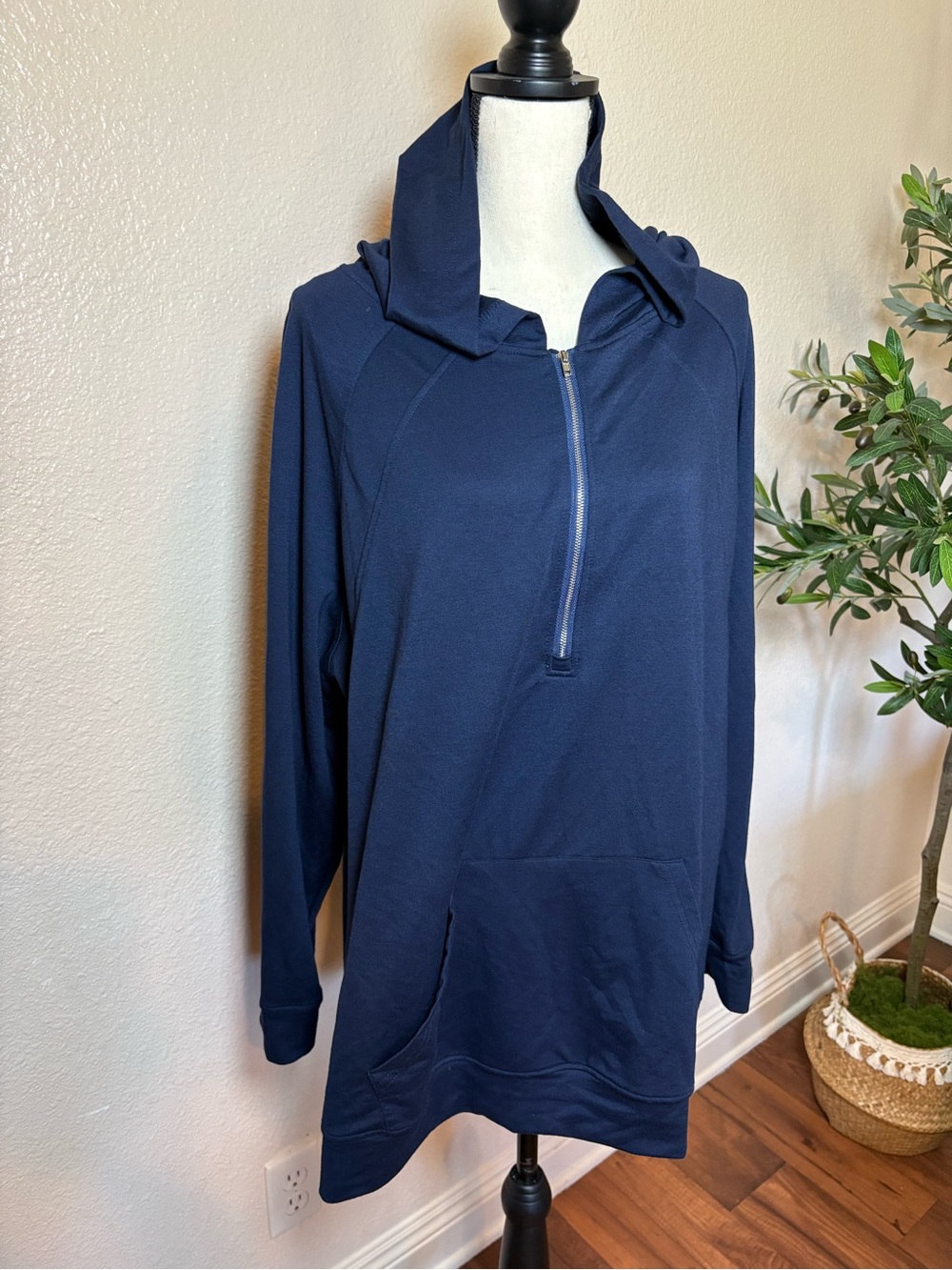 Navy Quarter-Zip Hooded Pullover